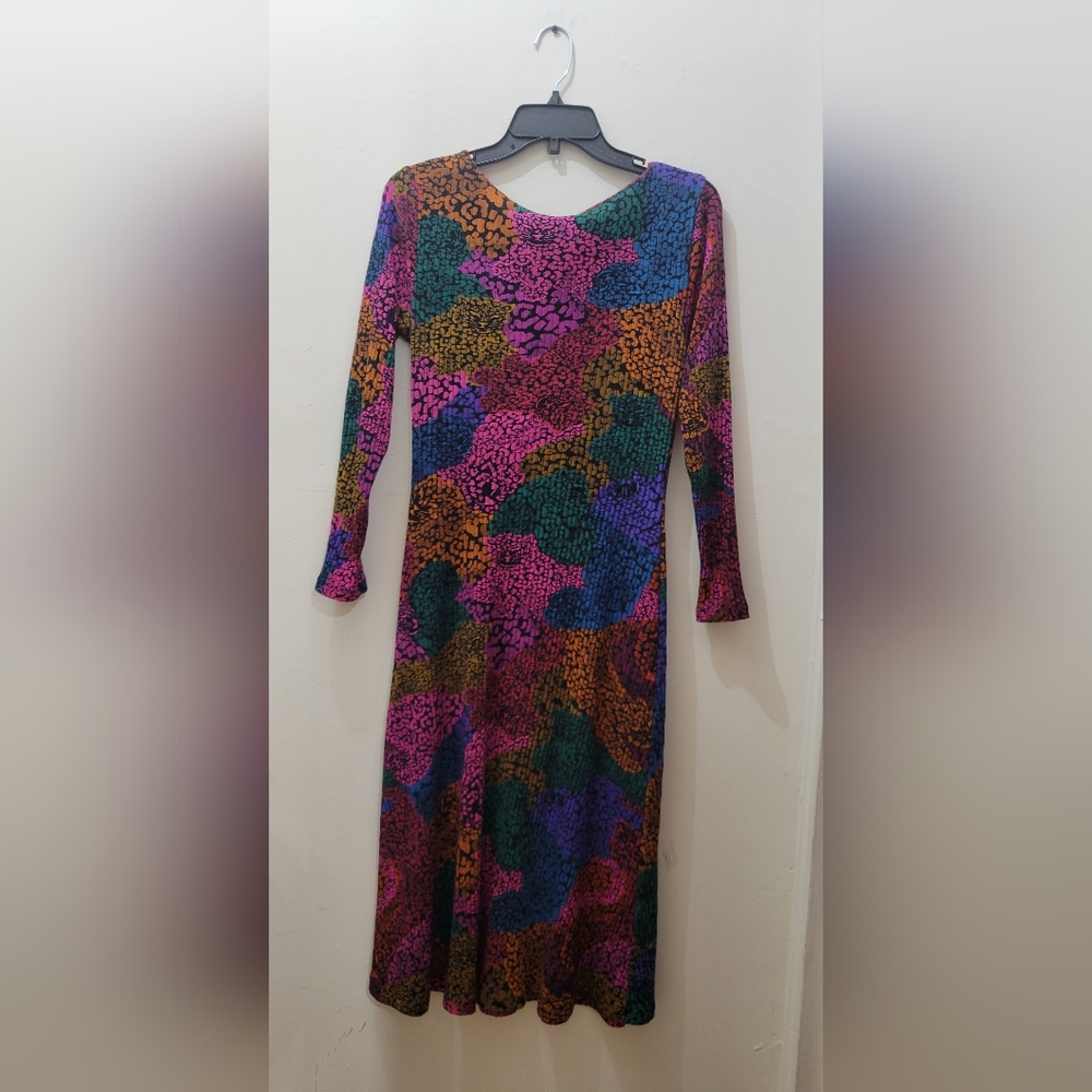 Farm Rio New with tags Sheath Midi fitted Dress Pink Printed Long Sleeve Medium